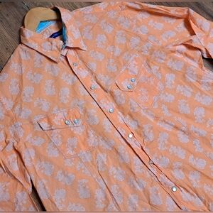 George  Roth Los Angeles Men's Western Pearl Snap Shirt Orange Paisley Size XT